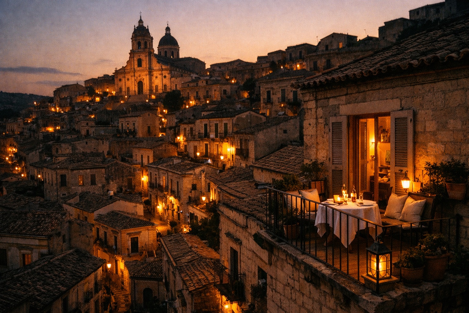 Centro storico barocco di Modica visto dall'alto — B&B e alloggi nel cuore UNESCO